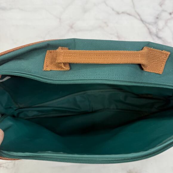 VTG Polo Ralph Lauren Shoulder Laptop Messenger Bag Green Brown Travel - Picture 4 of 4